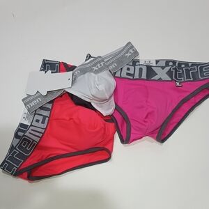 Men's Red and Pink Briefs And Thong Set Bundle Lot Size Small
